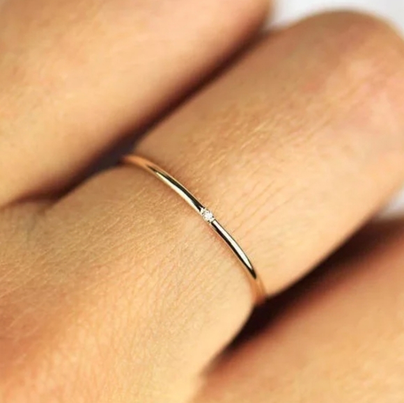 copper one stone ring Jewelry - Copper One Stone Ring Band Silver Color